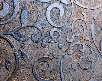 Plantilla de pared redonda, plantilla floral de yeso, plantillas grandes para arte de pared, plantilla de pintura, plantillas de textura, kit de dibujo para decoración del hogar