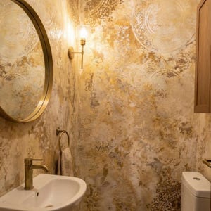 Juego de plantillas de pared extragrandes de damasco y marroquí: arte mural 3D para hormigón y yeso.