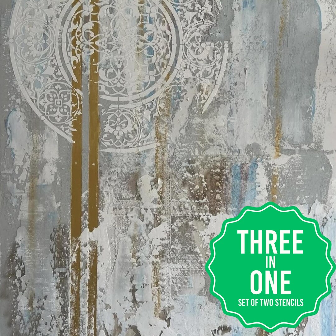 Office Wall Stencil Large Round Damask Plaster Morocco Texture ...