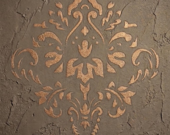 Plantilla de arte de pared con diseño de damasco para sala de estar y decoración de muebles.