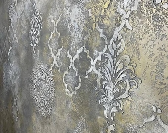 Ensemble de pochoirs muraux Damas : Grands motifs orientaux pour plâtre