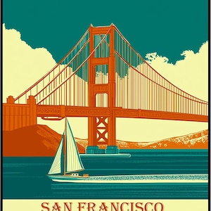 Posterizer 1 pcs - vibrant vintage travel poster-San Francisco 1 - Adventure Wall Art - Landscape & Nature Art - Decorations for Bedroom