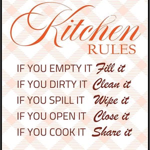 Posterizer 1 pcs - Retro Kitchen Rules Wall Art - Quotes- Gifts for Women - Decor for Kitchens