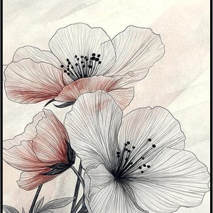 Posterizer 1 Stück-minimalistische florale Linie Zeichnung-pink schickes Poster-Floral Botanische Kunst-Abstrakte moderne Kunst-Dekor für Zuhause