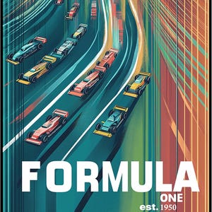 Posterizer 1 pcs - formula one vintage art est. 1950 -1 - Sports  Hobby Art - Vintage Art - Decor for Home  Office