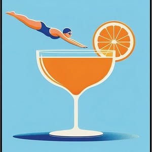 1 pieza de póster - Impresión de cóctel colorido - Póster minimalista divertido - Arte abstracto y moderno - Arte retro - Impresión de póster artístico para el hogar