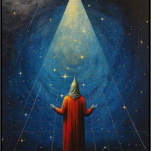 Posterizer 1 pieza - Hombre extraterrestre rezando a las estrellas - Arte abstracto moderno - Arte de ficción fantástica - Regalo para amantes del arte - Decoración para el hogar