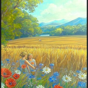 Posterizer 1 stk - Serene Wiesenszene in der klassischen Ölmalerei Kunststil 3 - Sammlerstücke Fine Art - Landschaft Natur Kunst