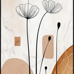 Posterizer 1 Stück-minimalistische florale Linie Zeichnung-Beige schicke Poster 1-Floral Botanische Kunst-Abstrakte moderne Kunst-Dekor für Zuhause
