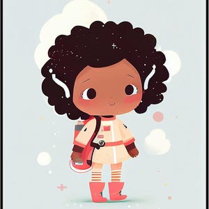 Posterizer 1 pcs-scinetist little girl in the snow-Kids Room Art-Abstract & Modern Art-Gift for Daughter, Son, Kids-decor for nursery toddle