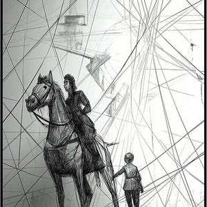 Posterizer 1 pieza - Estilo de dibujo a lápiz minimalista - Arte inspirado en Don Quijote y su leal escudero 2 - Colección de arte para hombres Regalos para hombres