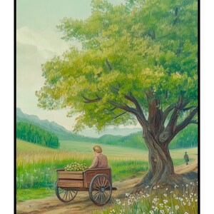 Posterizer 1 stk - heitere Landschaft Szene in Ölmalerei Stil 4 - Sammlerstücke Fine Art - Landschaft Natur Kunst - Geschenk für Männer Frauen