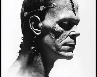 Posterizer 1 pcs - black and white Frankenstein&#39;s monster - vintage horror 3 - Movie & Cinema Art - Vintage Art-Gift for movie lovers