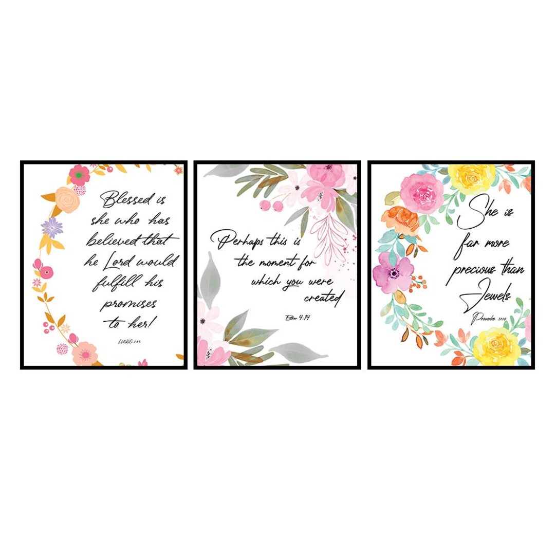 Posterizer 1 Pcs Blessed is She Positive Quotes Bible Verse Floral and