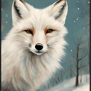 Arctic Fox Print: Snowy Winter Landscape, Animal Lover Art