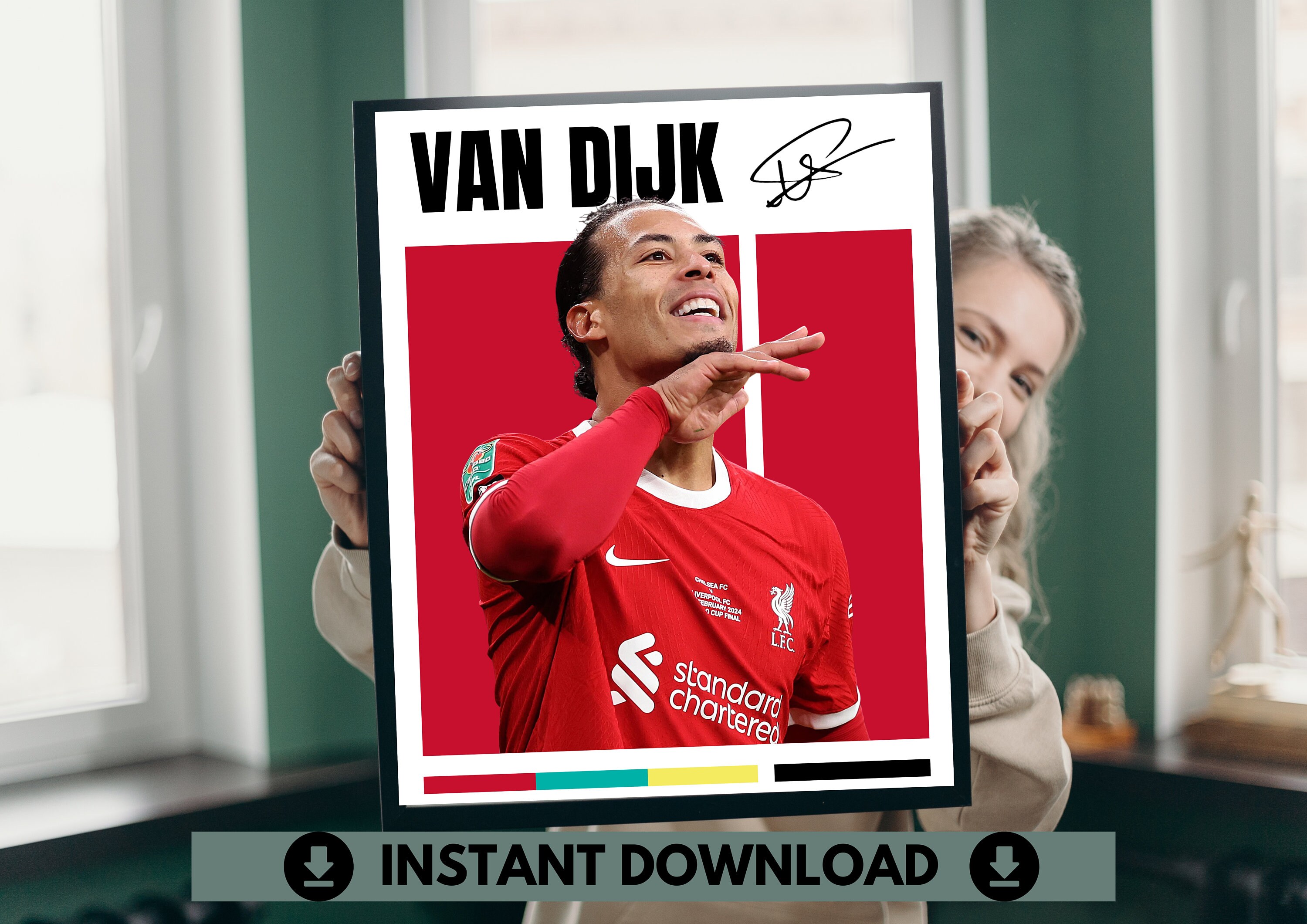 Virgil van Dijk Liverpool Football Poster - Instant Download | High Resolution PNG & JPG | Fan Decor | Liverpool Wall Art | Digital Print