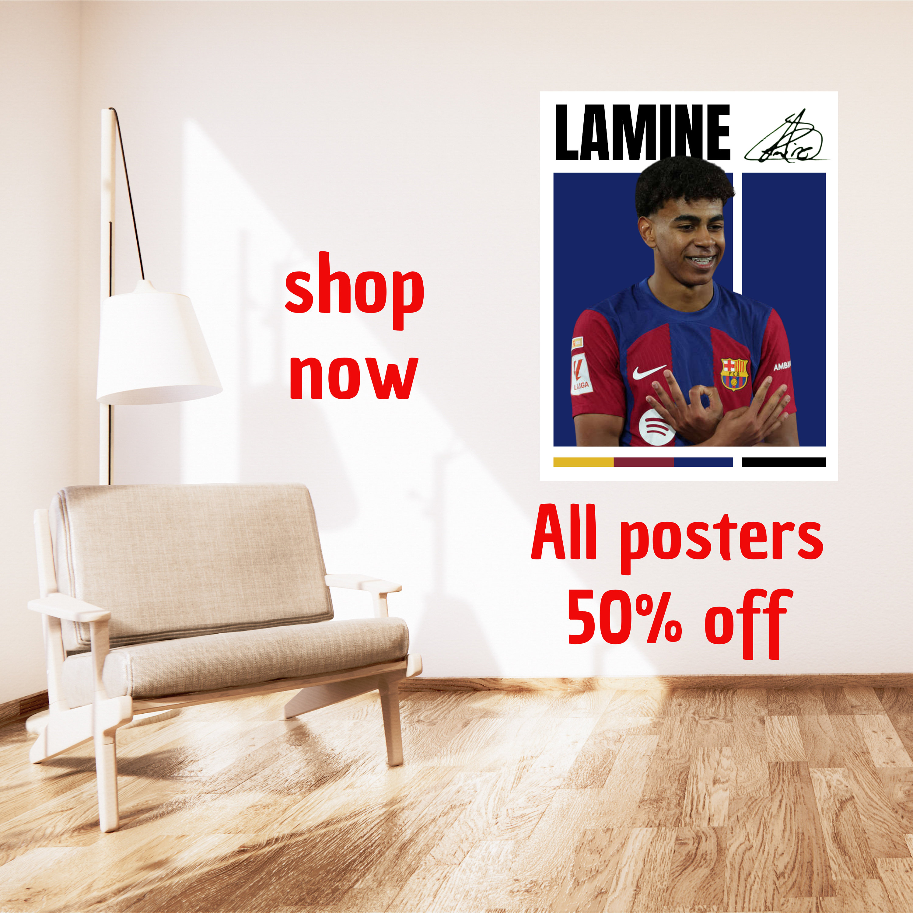 Poster Lamine Yamal Barcelona – Affiche Foot A5 A0 – Impression Neuve