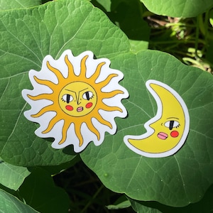Sonne und Mond Vinyl-Aufkleber Set | Niedliche himmlische Sticker