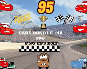 Cars SVG Bundle 40+, autos svg, Lightning McQueen svg, Cars PNG clipart, Para camisa de autos, Lightning McQueen Silhouette,Cars Movie Svg