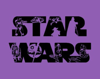 Logotipo clásico de Star Wars con siluetas de personajes SVG PNG JPG / dxf eps pdf Cortar archivo / Cortar amigable / Instant Digital Zip Descargar Cricut