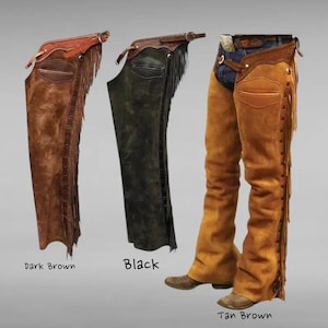 Men Western Wear Cowboy Style Suede Leather Chap Men Rugged Riding Leather Chap Fringes Men Cowboy Leather Pant Men Rodeo Fringed Chap