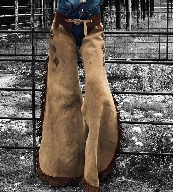 Womens 100 Geniune Suede Leather Western Cowgirl Style Chap