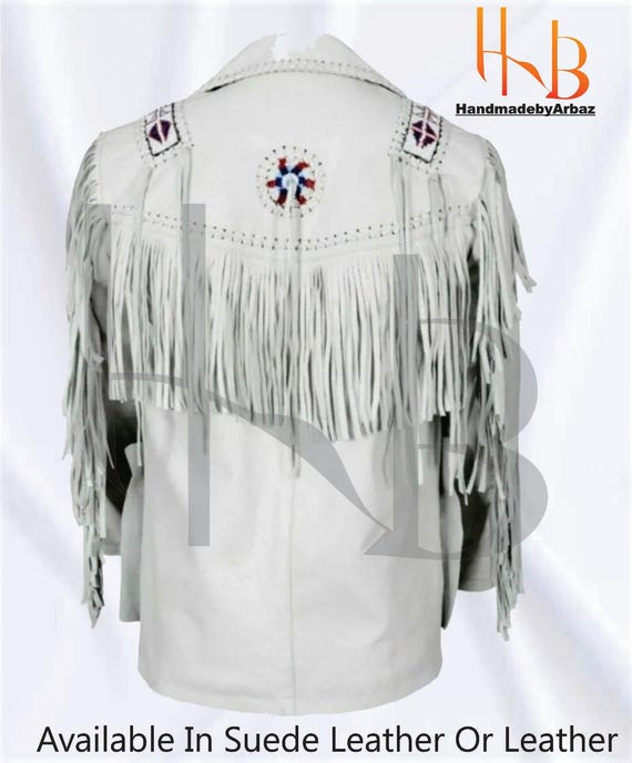 Uomo Occidentale Cowboy Giacca Scamosciato Pelle Vintage Perline Frange - Foto 10