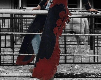 Damen 100% Echtleder Western Cowgirl Style Leder Chap, Damen Reiten Leder Chap Fransen, Damen Lederhose Native Style Leder Chap
