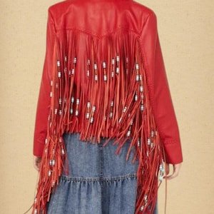Chaqueta vaquera de ante con flecos para mujer, estilo western, estilo vintage, con flecos y borlas.