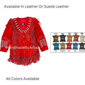 Chaqueta de cuero con flecos estilo vintage y cuentas para mujer, chaqueta de cuero de gamuza para mujer nativa, chaqueta de cuero para mujer, chaqueta occidental: regalos para ella