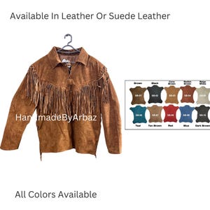 Handmade Men Western Cowboy Style Suede Leather Shirt Style Jacket with fringes Mens Suede Leather Native Style Western Wear Leather Shirt