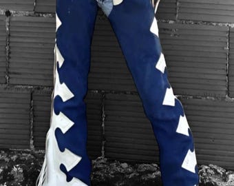 Handgemaakte leren chap voor dames: western cowgirl-stijl met franjes