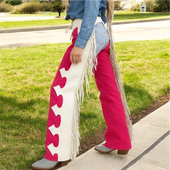 Women 100 % Real Leather Western Cowgirl Style Leather Chap - Women Riding Leather Chap - Women Leather Pant - Rodeo Chap - Western Outfit