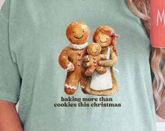 Gingerbread Maternity Comfort Colors® tshirt - Pregnancy Announcement Christmas short sleeve long sleeve tee