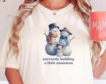 Snowman Pregnancy Announcement Comfort Colors® Tshirt - Christmas Maternity short sleeve and Long sleeve tee
