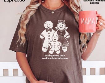 Gingerbread Maternity Comfort Colors® Tshirt- Pregnancy Announcement Xmas short sleeve longsleeve tee