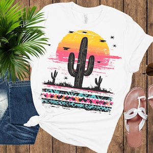 Desert Cactus Sunset T-Shirt: Southwestern Graphic Tee
