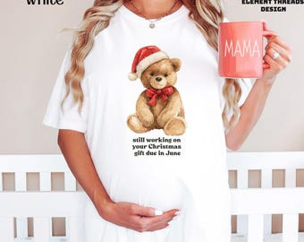 Teddy Bear Tshirt Pregnancy Announcment- Premium Comfort Colors® Short and Longsleeve tee