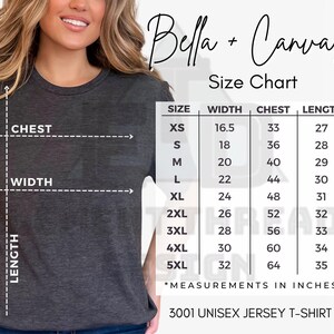 The image is a size chart for a gray t-shirt, showing measurements for chest, width, and length.