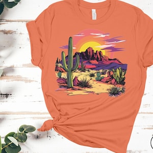 Desert Cactus Sunset T-Shirt: Southwestern Graphic Tee
