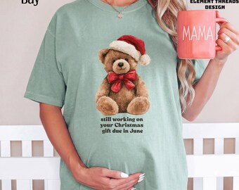 Christmas Teddy Bear Maternity Comfort Colors® Premium Short and Longsleeve Tshirt