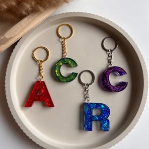Lindo chaveiro com glitter | Dourado | Feito à mão e personalizável | Letra | Número | Ideia para presente