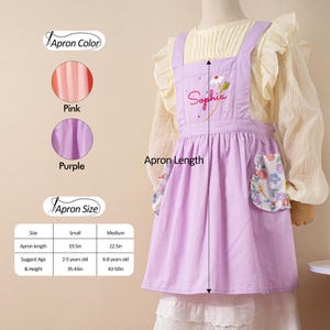 Custom Hand Embroidered Kids Apron: Daisy Floral Little Chef Apron bild 2