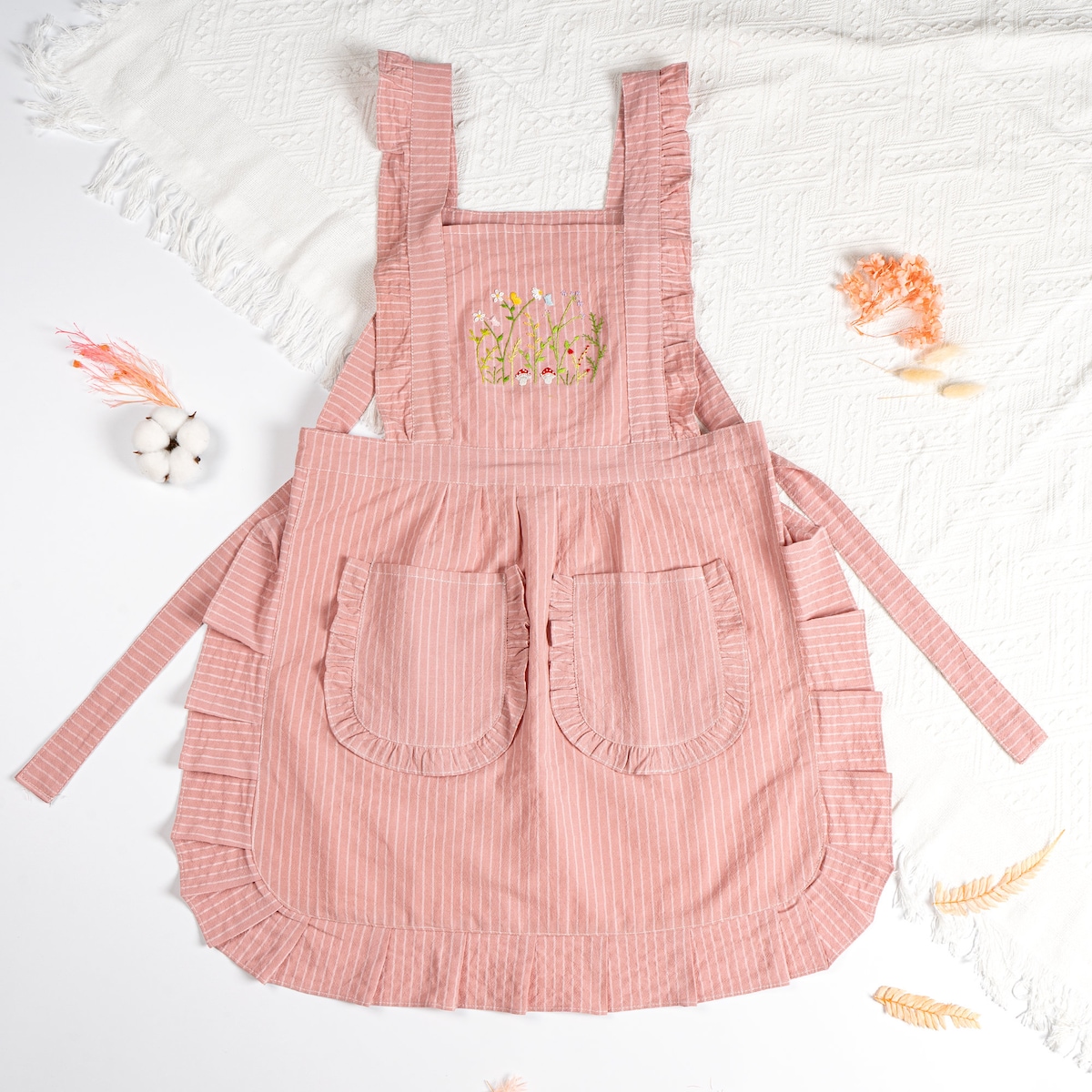 Personalized Hand Embroidered Apron, Natural Embroidered Floral Apron, Flower Garden Embroidered Apron, Cotton Apron, Customized Name Apron - Etsy