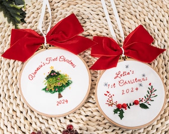 Personalized Embroidered Baby's First Christmas Ornament: Holiday Decor