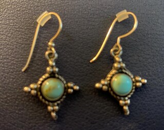 YienDoo Orecchini Pendenti A Croce Con Perline Turchesi | Gioielli Etnici Bohémien In Metallo E Pietra, Regalo Originale Per Donna