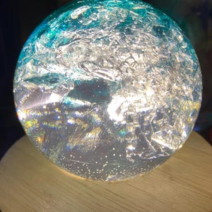 Crystal Ball, Green and Clear, with LED Base