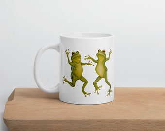 Dancing frogs glossy mug