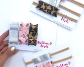 Set of 2 or 3 Faux-Leather Bow Hair clips or headbands