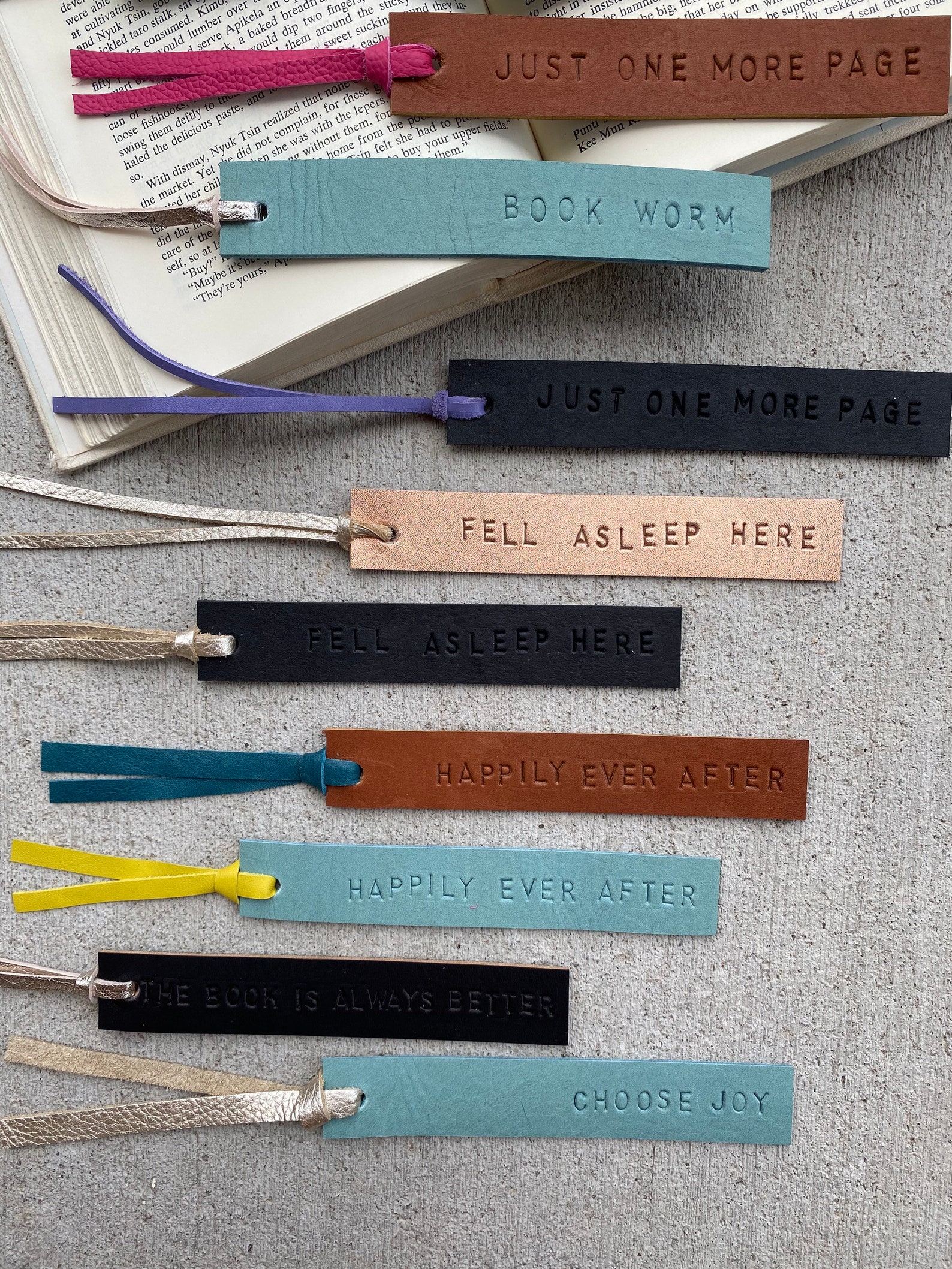 Hand stamped Leather Bookmark Etsy